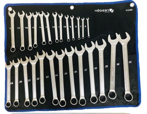 Zestaw kluczy płasko-oczkowych 26 szt., rozm. 6-32 mm, CrV,Högert