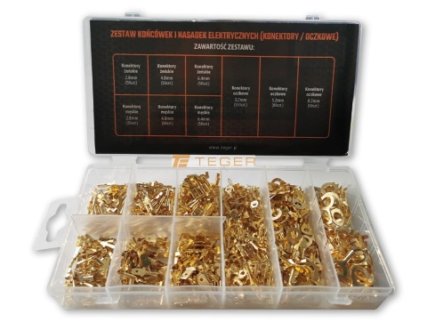 Zestaw końcówek i nasadek elektrycznych konektory / oczkowe TEGER