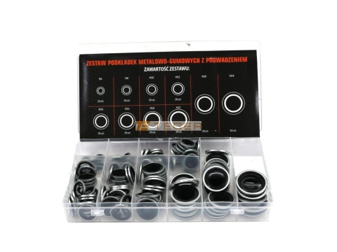 Zestaw podkładek metalowo-gumowych z prowadzeniem 150szt TEGER