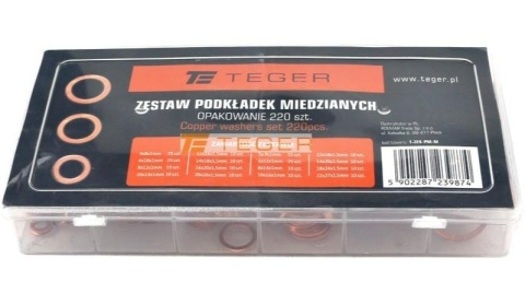 Zestaw podkładek miedzianych 220szt TEGER